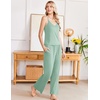 image:imageEkouaer Womens Cami Pajamas Set Y2K 2 Piece Lace Trim PJs Set Sleepwear  Buttery SoftLoungewearAdjustable Spaghetti StrapsSide PocketsTrendy Cami SleepwearLoungingVacationXS2XLGreen