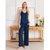 image:imageEkouaer Womens Cami Pajamas Set Y2K 2 Piece Lace Trim PJs Set Sleepwear  Buttery SoftLoungewearAdjustable Spaghetti StrapsSide PocketsTrendy Cami SleepwearLoungingVacationXS2XLLovedark Blue