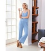 image:imageEkouaer Womens Cami Pajamas Set Y2K 2 Piece Lace Trim PJs Set Sleepwear  Buttery SoftLoungewearAdjustable Spaghetti StrapsSide PocketsTrendy Cami SleepwearLoungingVacationXS2XLLight Blue