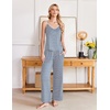 image:imageEkouaer Womens Cami Pajamas Set Y2K 2 Piece Lace Trim PJs Set Sleepwear  Buttery SoftLoungewearAdjustable Spaghetti StrapsSide PocketsTrendy Cami SleepwearLoungingVacationXS2XLStripe Blue White