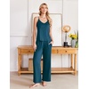 image:imageEkouaer Womens Cami Pajamas Set Y2K 2 Piece Lace Trim PJs Set Sleepwear  Buttery SoftLoungewearAdjustable Spaghetti StrapsSide PocketsTrendy Cami SleepwearLoungingVacationXS2XLBlue Green