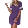 image:imageEkouaer Nightgowns for Women Cotton Night Gowns Short Sleeve Sleepwear  Ladies Sleep Shirts Casual T Shirt Nightgown V Neck Night Shirts Soft Moo Moos Color Block Pajama Shirt Plus Size NightshirtsApurple