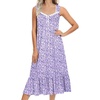 image:imageEkouaer Nightgowns for Women Long Sleeveless Night Gown Button Sleepshirt  Victorian NightdressButton SleepshirtSummer Sleep DressSoft Sleepwear Suitable for SleepLoungeDaily WearPurple Dots