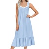 image:imageEkouaer Nightgowns for Women Long Sleeveless Night Gown Button Sleepshirt  Victorian NightdressButton SleepshirtSummer Sleep DressSoft Sleepwear Suitable for SleepLoungeDaily WearLight Blue