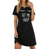 image:imageEkouaer Nightgowns for Women Short Sleeve Night Dress Printed Sleepwear  Crewneck Night Gown Ladies Sleep Shirts Soft Sleepwear Lightweight amp Casual Pajama Dress Cute PrintedBlack Sleep