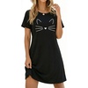 image:imageEkouaer Nightgowns for Women Short Sleeve Night Dress Printed Sleepwear  Crewneck Night Gown Ladies Sleep Shirts Soft Sleepwear Lightweight amp Casual Pajama Dress Cute PrintedBlack Cat