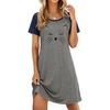 image:imageEkouaer Nightgowns for Women Short Sleeve Night Dress Printed Sleepwear  Crewneck Night Gown Ladies Sleep Shirts Soft Sleepwear Lightweight amp Casual Pajama Dress Cute Printed01 Navy Blue