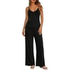 image:imageEkouaer Womens Cami Pajamas Set Y2K 2 Piece Lace Trim PJs Set Sleepwear  Buttery SoftLoungewearAdjustable Spaghetti StrapsSide PocketsTrendy Cami SleepwearLoungingVacationXS2XLBlack