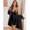 image:imageEkouaer 2 Pack Nightgowns for Women Satin Silk Lingerie Chemise Sleepwear  Sleeveless Lace Sleep Dress Sexy V Neck Nighty Ladies Spaghetti Strap Night Dress Babydoll Negligee Wedding Party SleepBlackwine Red
