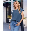 image:imageEkouaer Cotton Two Piece Sets for Women Cap Sleeve Short Set  Soft Casual Summer Fall Crew Neck Matching Sets Travel Vacation Outfits With Pockets for Daily WearNavy Blue