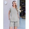 image:imageEkouaer Cotton Two Piece Sets for Women Cap Sleeve Short Set  Soft Casual Summer Fall Crew Neck Matching Sets Travel Vacation Outfits With Pockets for Daily WearLight Heather Grey