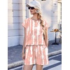 image:imageEkouaer Cotton Two Piece Sets for Women Cap Sleeve Short Set  Soft Casual Summer Fall Crew Neck Matching Sets Travel Vacation Outfits With Pockets for Daily WearTiedye Pink