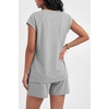 image:imageEkouaer Cotton Two Piece Sets for Women Cap Sleeve Short Set  Soft Casual Summer Fall Crew Neck Matching Sets Travel Vacation Outfits With Pockets for Daily WearLight Heather Grey
