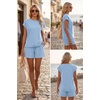 image:imageEkouaer Cotton Two Piece Sets for Women Cap Sleeve Short Set  Soft Casual Summer Fall Crew Neck Matching Sets Travel Vacation Outfits With Pockets for Daily WearBrown
