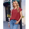 image:imageEkouaer Cotton Two Piece Sets for Women Cap Sleeve Short Set  Soft Casual Summer Fall Crew Neck Matching Sets Travel Vacation Outfits With Pockets for Daily WearWine Red