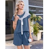 image:imageEkouaer Cotton Two Piece Sets for Women Cap Sleeve Short Set  Soft Casual Summer Fall Crew Neck Matching Sets Travel Vacation Outfits With Pockets for Daily WearNavy Blue