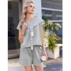image:imageEkouaer Cotton Two Piece Sets for Women Cap Sleeve Short Set  Soft Casual Summer Fall Crew Neck Matching Sets Travel Vacation Outfits With Pockets for Daily WearLight Heather Grey