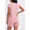 image:imageEkouaer Cotton Two Piece Sets for Women Cap Sleeve Short Set  Soft Casual Summer Fall Crew Neck Matching Sets Travel Vacation Outfits With Pockets for Daily WearPink