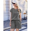 image:imageEkouaer Cotton Two Piece Sets for Women Cap Sleeve Short Set  Soft Casual Summer Fall Crew Neck Matching Sets Travel Vacation Outfits With Pockets for Daily WearMedium Heather Grey