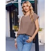 image:imageEkouaer Cotton Two Piece Sets for Women Cap Sleeve Short Set  Soft Casual Summer Fall Crew Neck Matching Sets Travel Vacation Outfits With Pockets for Daily WearBrown