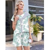 image:imageEkouaer Cotton Two Piece Sets for Women Cap Sleeve Short Set  Soft Casual Summer Fall Crew Neck Matching Sets Travel Vacation Outfits With Pockets for Daily WearTiedye Green
