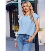 image:imageEkouaer Cotton Two Piece Sets for Women Cap Sleeve Short Set  Soft Casual Summer Fall Crew Neck Matching Sets Travel Vacation Outfits With Pockets for Daily WearLight Blue