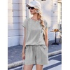 image:imageEkouaer Cotton Two Piece Sets for Women Cap Sleeve Short Set  Soft Casual Summer Fall Crew Neck Matching Sets Travel Vacation Outfits With Pockets for Daily WearLight Heather Grey