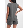 image:imageEkouaer Cotton Two Piece Sets for Women Cap Sleeve Short Set  Soft Casual Summer Fall Crew Neck Matching Sets Travel Vacation Outfits With Pockets for Daily WearMedium Heather Grey
