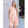 image:imageEkouaer Cotton Two Piece Sets for Women Cap Sleeve Short Set  Soft Casual Summer Fall Crew Neck Matching Sets Travel Vacation Outfits With Pockets for Daily WearTiedye Pink