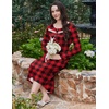 image:imageEkouaer Long Sleeve Nightgown for Women Long Henley House Dress with Pocket  Full Length Night Gowns Round Neck Lounge Dress Winter Warm Night Dress Lace Button Sleep Dress Victorian Home Dress S3XLChristmas Plaid