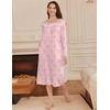 image:imageEkouaer Long Sleeve Nightgown for Women Long Henley House Dress with Pocket  Full Length Night Gowns Round Neck Lounge Dress Winter Warm Night Dress Lace Button Sleep Dress Victorian Home Dress S3XLFloral Pink
