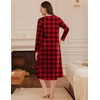 image:imageEkouaer Long Sleeve Nightgown for Women Long Henley House Dress with Pocket  Full Length Night Gowns Round Neck Lounge Dress Winter Warm Night Dress Lace Button Sleep Dress Victorian Home Dress S3XLChristmas Plaid
