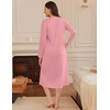 image:imageEkouaer Long Sleeve Nightgown for Women Long Henley House Dress with Pocket  Full Length Night Gowns Round Neck Lounge Dress Winter Warm Night Dress Lace Button Sleep Dress Victorian Home Dress S3XLDark Pink