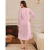 image:imageEkouaer Long Sleeve Nightgown for Women Long Henley House Dress with Pocket  Full Length Night Gowns Round Neck Lounge Dress Winter Warm Night Dress Lace Button Sleep Dress Victorian Home Dress S3XLFloral Pink