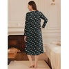 image:imageEkouaer Long Sleeve Nightgown for Women Long Henley House Dress with Pocket  Full Length Night Gowns Round Neck Lounge Dress Winter Warm Night Dress Lace Button Sleep Dress Victorian Home Dress S3XLNavy Blue Flower