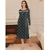 image:imageEkouaer Long Sleeve Nightgown for Women Long Henley House Dress with Pocket  Full Length Night Gowns Round Neck Lounge Dress Winter Warm Night Dress Lace Button Sleep Dress Victorian Home Dress S3XLNavy Blue Flower