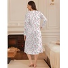 image:imageEkouaer Long Sleeve Nightgown for Women Long Henley House Dress with Pocket  Full Length Night Gowns Round Neck Lounge Dress Winter Warm Night Dress Lace Button Sleep Dress Victorian Home Dress S3XLPink Flower