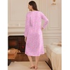 image:imageEkouaer Long Sleeve Nightgown for Women Long Henley House Dress with Pocket  Full Length Night Gowns Round Neck Lounge Dress Winter Warm Night Dress Lace Button Sleep Dress Victorian Home Dress S3XLPink Flroal