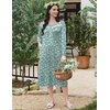 image:imageEkouaer Long Sleeve Nightgown for Women Long Henley House Dress with Pocket  Full Length Night Gowns Round Neck Lounge Dress Winter Warm Night Dress Lace Button Sleep Dress Victorian Home Dress S3XLGreen Flower