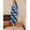 image:imageEkouaer Long Sleeve Nightgown for Women Long Henley House Dress with Pocket  Full Length Night Gowns Round Neck Lounge Dress Winter Warm Night Dress Lace Button Sleep Dress Victorian Home Dress S3XLFloral Navy Blue