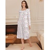 image:imageEkouaer Long Sleeve Nightgown for Women Long Henley House Dress with Pocket  Full Length Night Gowns Round Neck Lounge Dress Winter Warm Night Dress Lace Button Sleep Dress Victorian Home Dress S3XLPink Flower