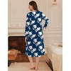 image:imageEkouaer Long Sleeve Nightgown for Women Long Henley House Dress with Pocket  Full Length Night Gowns Round Neck Lounge Dress Winter Warm Night Dress Lace Button Sleep Dress Victorian Home Dress S3XLFloral Navy Blue