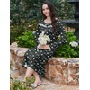 image:imageEkouaer Long Sleeve Nightgown for Women Long Henley House Dress with Pocket  Full Length Night Gowns Round Neck Lounge Dress Winter Warm Night Dress Lace Button Sleep Dress Victorian Home Dress S3XLNavy Blue Flower