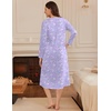 image:imageEkouaer Long Sleeve Nightgown for Women Long Henley House Dress with Pocket  Full Length Night Gowns Round Neck Lounge Dress Winter Warm Night Dress Lace Button Sleep Dress Victorian Home Dress S3XLPurple Flroal