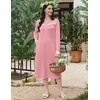 image:imageEkouaer Long Sleeve Nightgown for Women Long Henley House Dress with Pocket  Full Length Night Gowns Round Neck Lounge Dress Winter Warm Night Dress Lace Button Sleep Dress Victorian Home Dress S3XLDark Pink