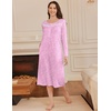 image:imageEkouaer Long Sleeve Nightgown for Women Long Henley House Dress with Pocket  Full Length Night Gowns Round Neck Lounge Dress Winter Warm Night Dress Lace Button Sleep Dress Victorian Home Dress S3XLPink Flroal
