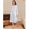 image:imageEkouaer Long Sleeve Nightgown for Women Long Henley House Dress with Pocket  Full Length Night Gowns Round Neck Lounge Dress Winter Warm Night Dress Lace Button Sleep Dress Victorian Home Dress S3XLPurple Flower