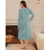 image:imageEkouaer Long Sleeve Nightgown for Women Long Henley House Dress with Pocket  Full Length Night Gowns Round Neck Lounge Dress Winter Warm Night Dress Lace Button Sleep Dress Victorian Home Dress S3XLGreen Flower