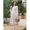 image:imageEkouaer Long Sleeve Nightgown for Women Long Henley House Dress with Pocket  Full Length Night Gowns Round Neck Lounge Dress Winter Warm Night Dress Lace Button Sleep Dress Victorian Home Dress S3XLPink Flower
