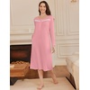 image:imageEkouaer Long Sleeve Nightgown for Women Long Henley House Dress with Pocket  Full Length Night Gowns Round Neck Lounge Dress Winter Warm Night Dress Lace Button Sleep Dress Victorian Home Dress S3XLDark Pink